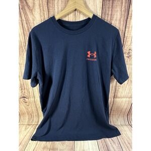 Under Armour Mens XL Freedom Tshirt Navy Blue Short Sleeve Flag XLARGE Loose